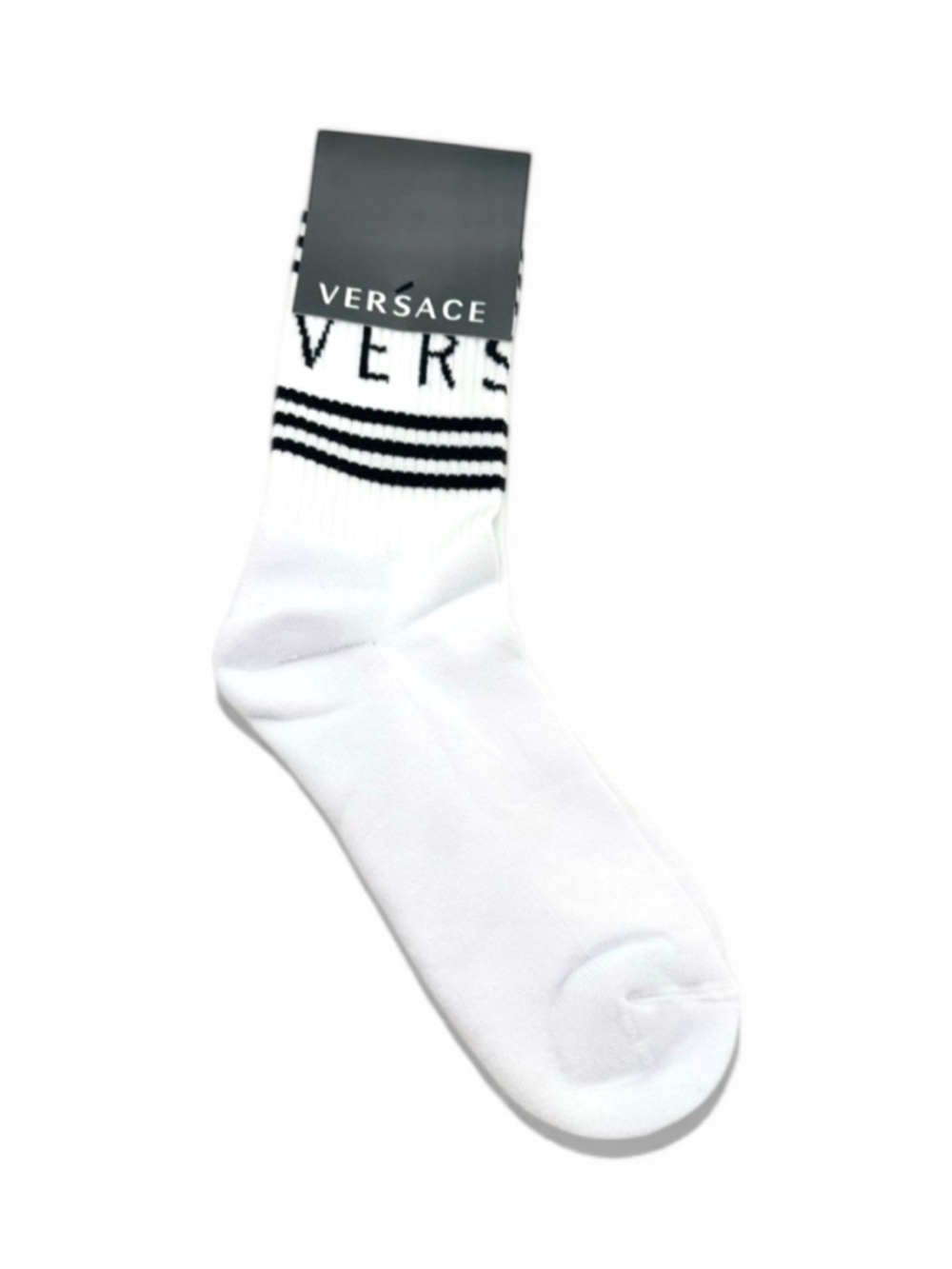 Versace, white and black crew socks ￼